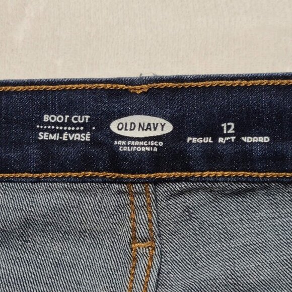 Old Navy Boot Cut Semi Evase Womens Jeans Size 12 Regular Dark Wash Denim - Picture 2 of 11